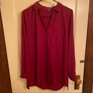 The Limited Ashton Button Front Blouse, Cherry Red, M